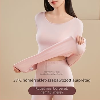 Női viszkózból készült termikus alsó-felső készlet — közepes meleg, vastag anyag, karcsú fazon, pulóver kerek nyakkal