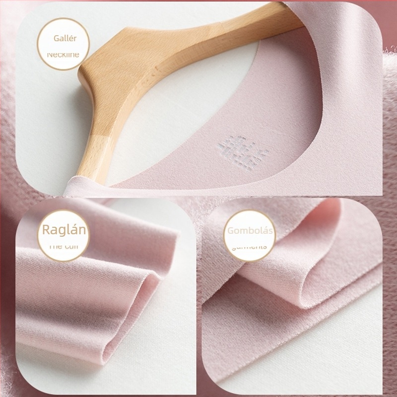 Mama- és szoptatós pizsama szett fleece-borítással őszi-téli időszakra — hosszú ujjú felső, nadrág, 64% viszkóz, vastagság 201–250 g/m2, egyszerű casual stílus