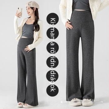 Kismama nadrág – 9/10 hossz, laza szabás, Chenille anyag spandexszel legfeljebb 30%-ban, állítható szélesedő alsó szegély