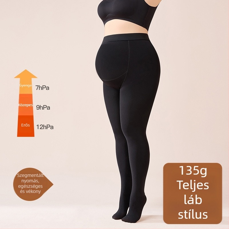 Kismama meleg, fleece-béléssel ellátott leggings őszi-téli szezonra, vast anyag, magas derék, szoros szabás, nagy rugalmasság