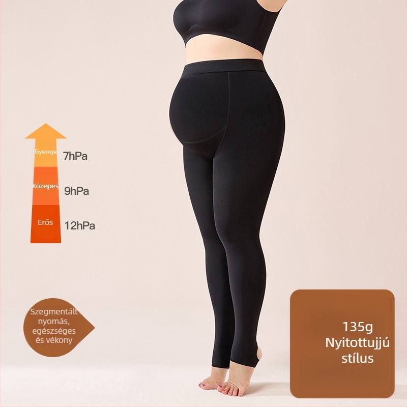 Kismama meleg, fleece-béléssel ellátott leggings őszi-téli szezonra, vast anyag, magas derék, szoros szabás, nagy rugalmasság