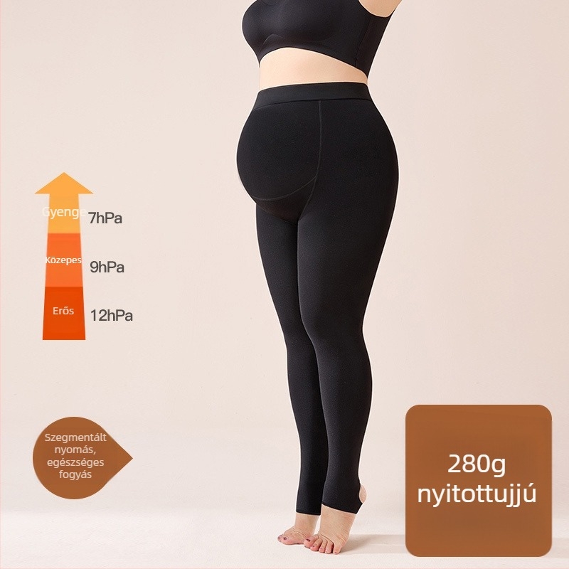 Kismama meleg, fleece-béléssel ellátott leggings őszi-téli szezonra, vast anyag, magas derék, szoros szabás, nagy rugalmasság