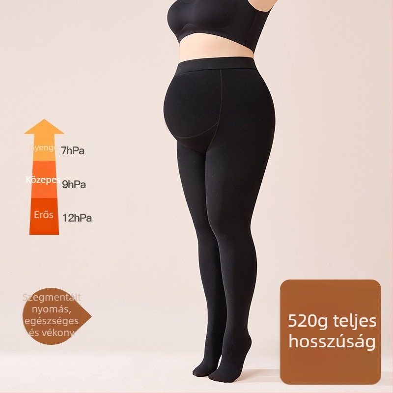 Kismama meleg, fleece-béléssel ellátott leggings őszi-téli szezonra, vast anyag, magas derék, szoros szabás, nagy rugalmasság