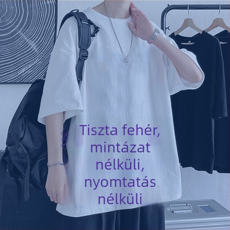 Uniszex rövid ujjú pamut póló, casual stílus, kerek nyak, 95%+ pamut, nyár 2024