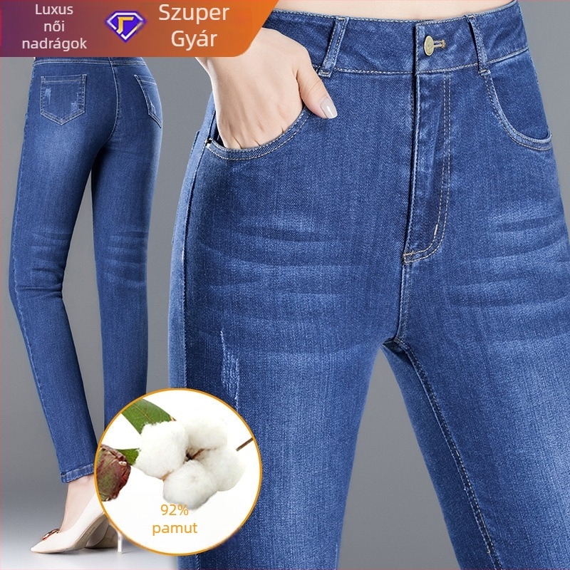 Magas derekú skinny farmer, rugalmas denim, pamut-poliészter keverék