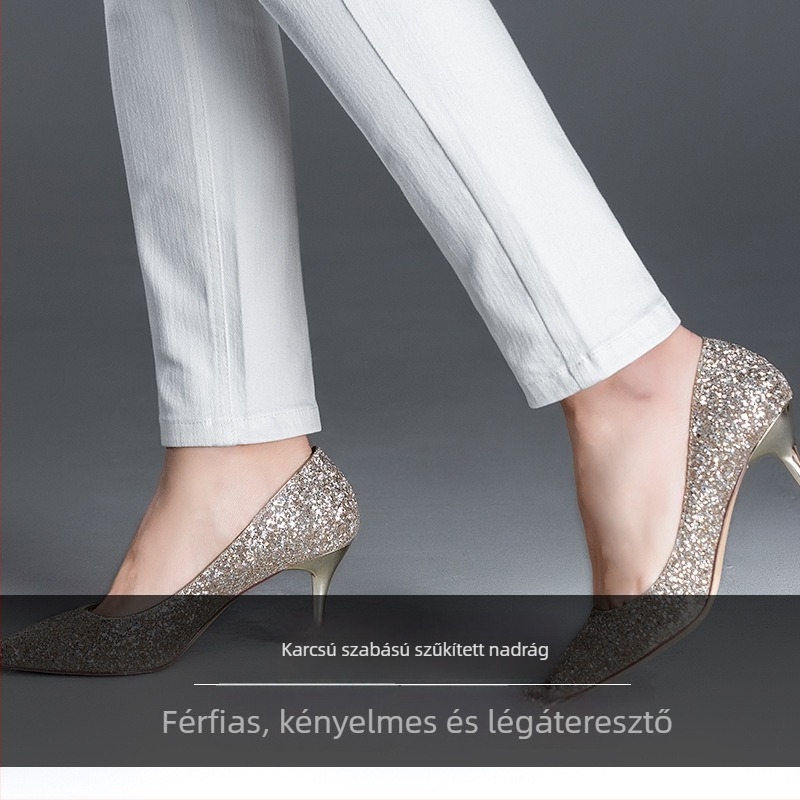 Magas derekú skinny farmer, rugalmas denim, pamut-poliészter keverék