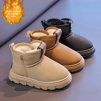 Gyerekek téli hócipői, vízálló, csúszásmentes, fleece béléses, PU felsőrész, természetes gumi talp