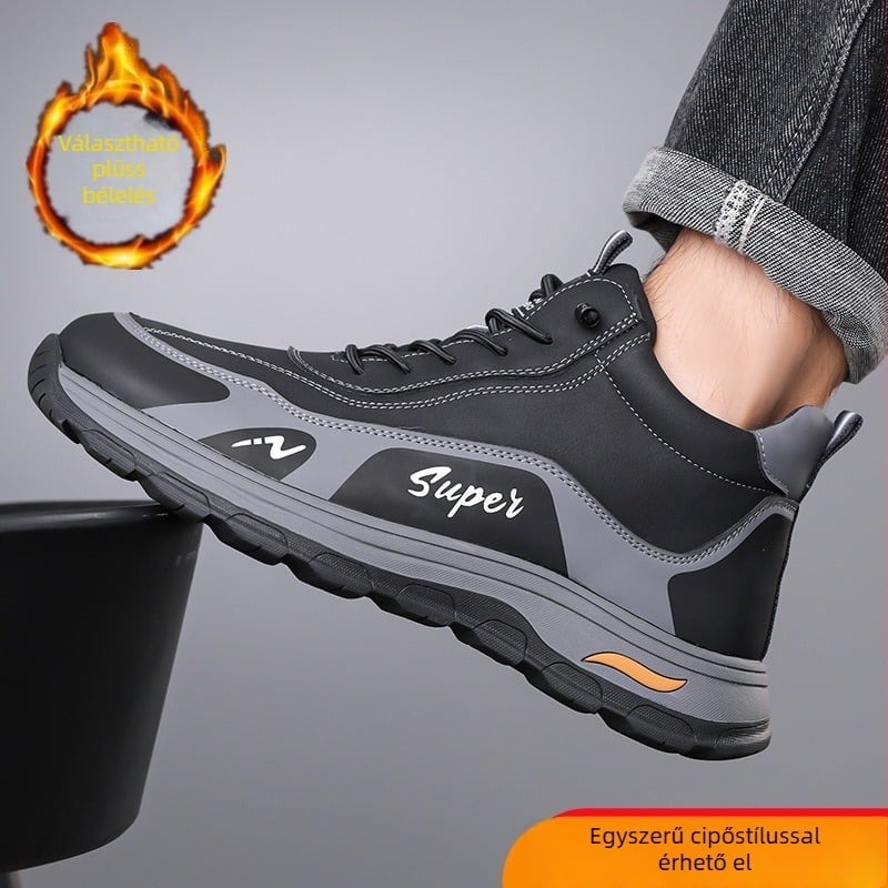 Férfi téli papucs vastag fleece bélésével, felső része superfiber, talp gumiból, csúszásmentes, meleg, ütéscsillapító