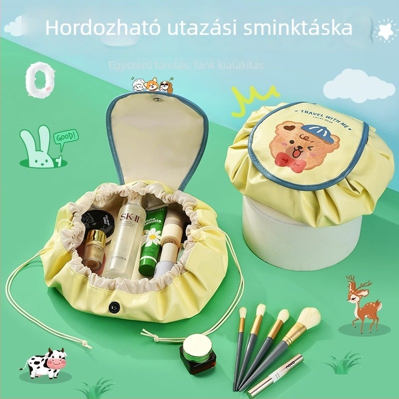 PU anyagú kozmetikai táska, kézi táska stílus, többfunkciós, utazáshoz, aranyos rajzfilmszerű dizájn