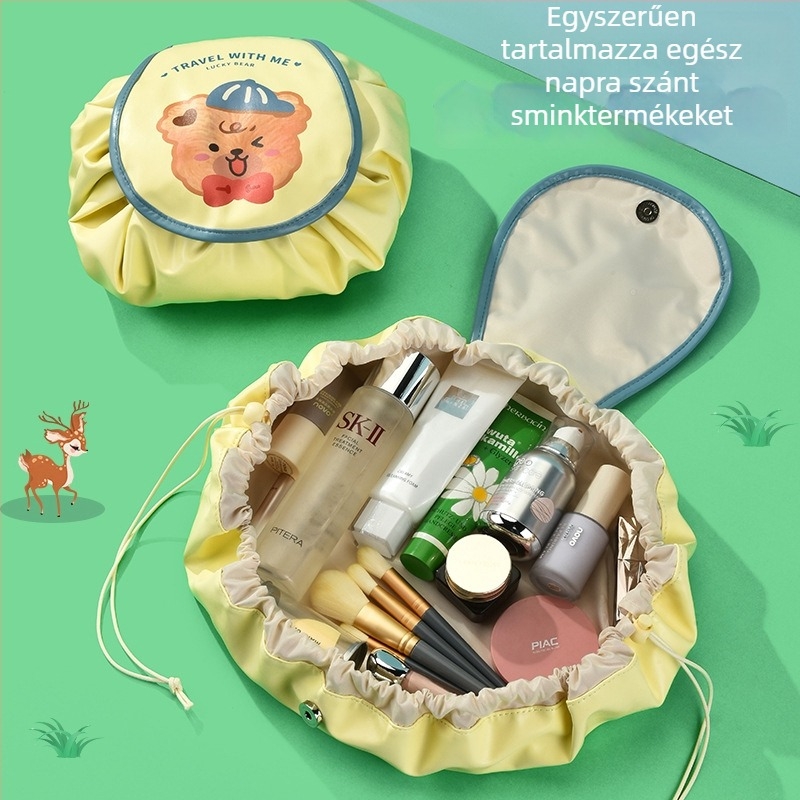 PU anyagú kozmetikai táska, kézi táska stílus, többfunkciós, utazáshoz, aranyos rajzfilmszerű dizájn