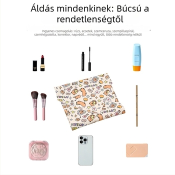 Öntapadós összehajtható dizájnnal kozmetikai táska, négyszögletes poliészter anyagból, utazáshoz