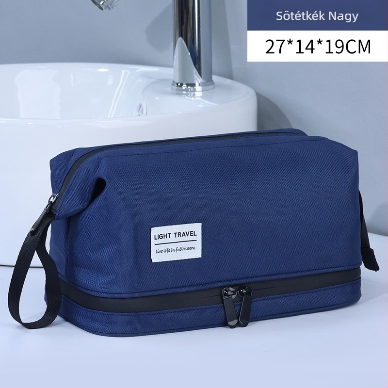Utazó kozmetikai táska nedves-száraz elválasztással, uniszex, ultrakönnyű, magas sűrűségű nylonból, vízálló és lélegző