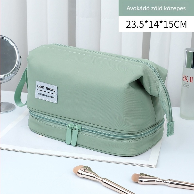 Utazó kozmetikai táska nedves-száraz elválasztással, uniszex, ultrakönnyű, magas sűrűségű nylonból, vízálló és lélegző