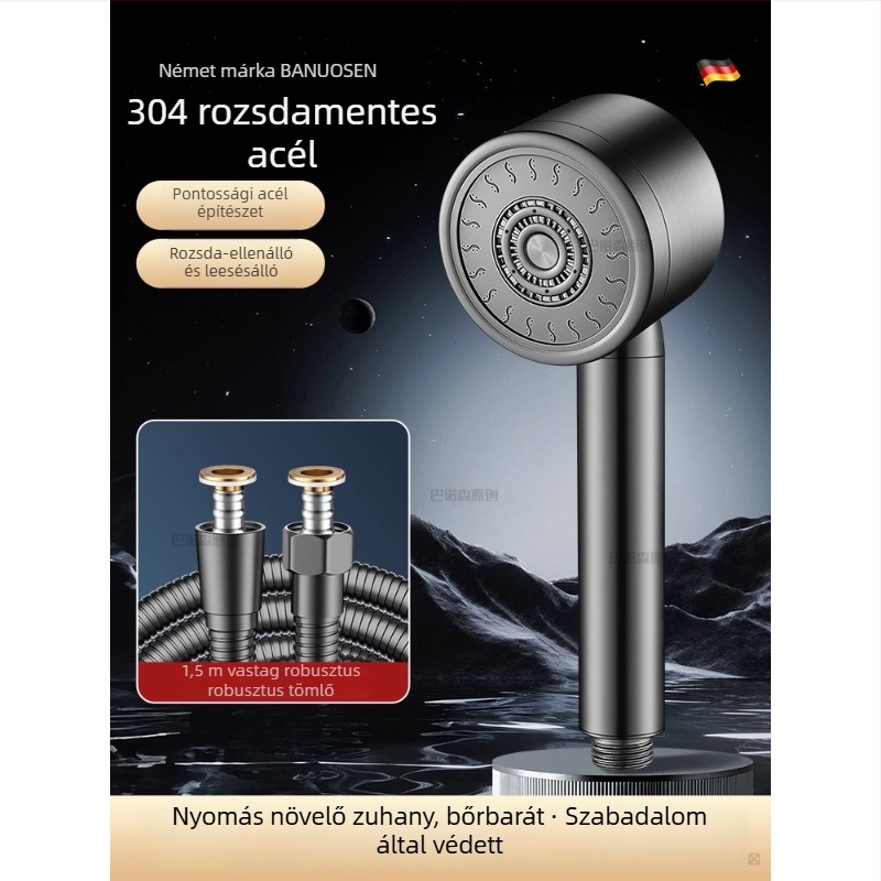 304 rozsdamentes acél nyomás alatti zuhanyfej hőmérséklet-szabályozóval – kerek forma, elektroplating bevonat, törésálló