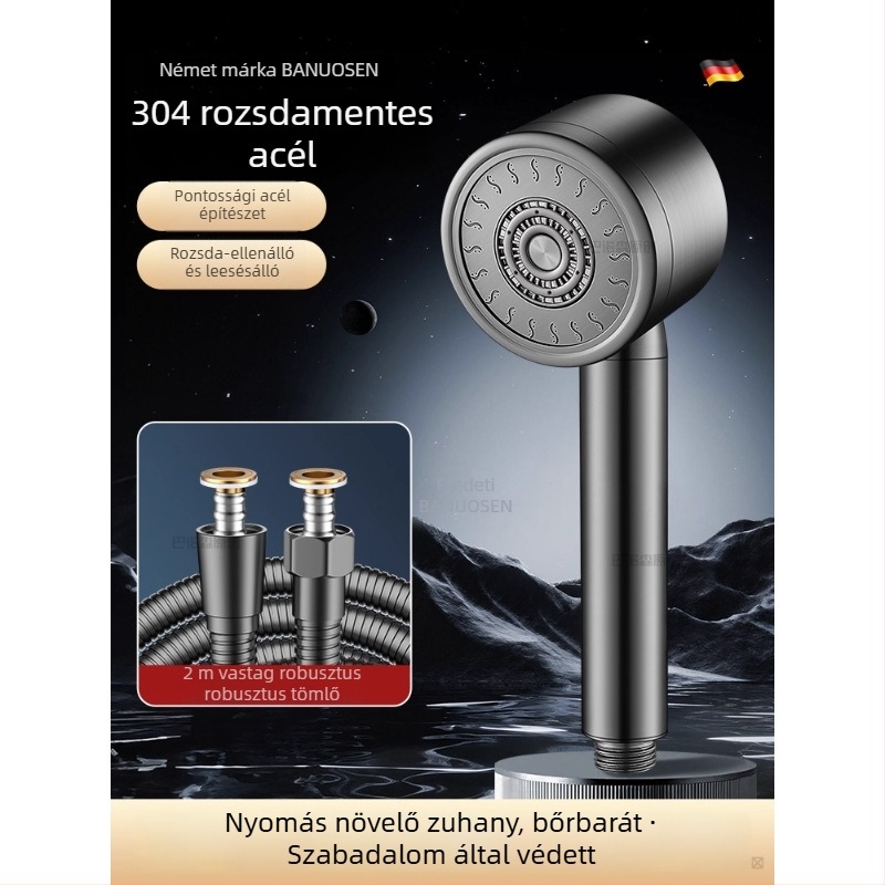 304 rozsdamentes acél nyomás alatti zuhanyfej hőmérséklet-szabályozóval – kerek forma, elektroplating bevonat, törésálló