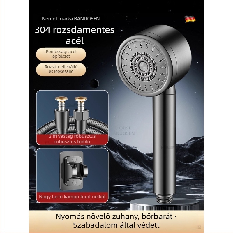 304 rozsdamentes acél nyomás alatti zuhanyfej hőmérséklet-szabályozóval – kerek forma, elektroplating bevonat, törésálló