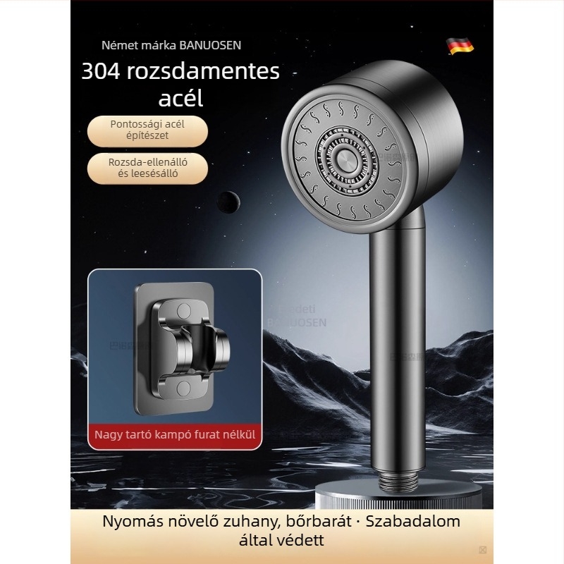 304 rozsdamentes acél nyomás alatti zuhanyfej hőmérséklet-szabályozóval – kerek forma, elektroplating bevonat, törésálló