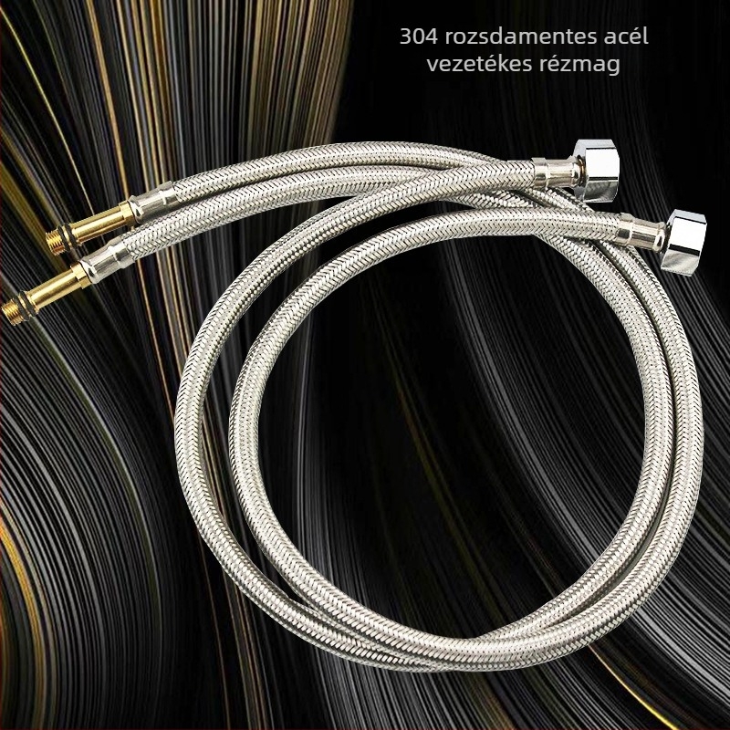 304 rozsdamentes acél fonott vízbetápláló cső mosogatóhoz – menetes csatlakozás, 0.8 MPa, 5–80°C