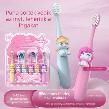 Kézi gyermek fogkefe puha sörtékkel (hat daros csomag; modell CKT25-9-1; Brush mibala; gyermekeknek)