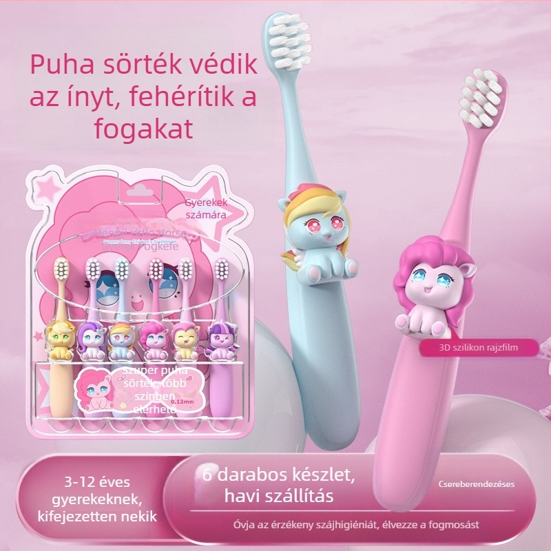 Kézi gyermek fogkefe puha sörtékkel (hat daros csomag; modell CKT25-9-1; Brush mibala; gyermekeknek)