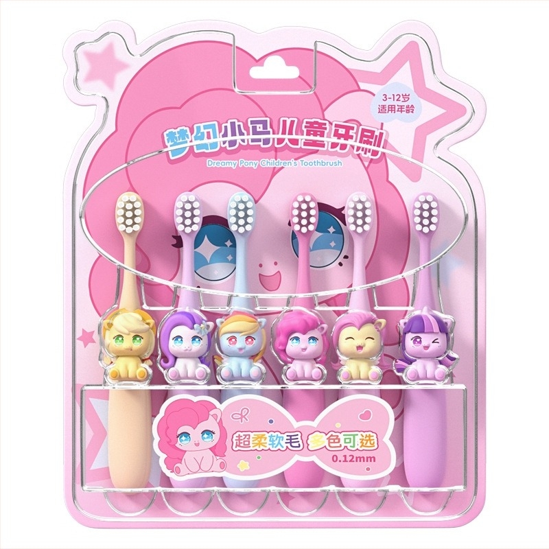 Kézi gyermek fogkefe puha sörtékkel (hat daros csomag; modell CKT25-9-1; Brush mibala; gyermekeknek)