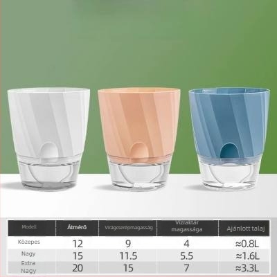 Önitató virágtartó átlátszó műanyagból, korrózióálló és tartós; asztalra vagy álló helyzetben használható, skandináv minimalist dizájn, injekciós formázással készült.
