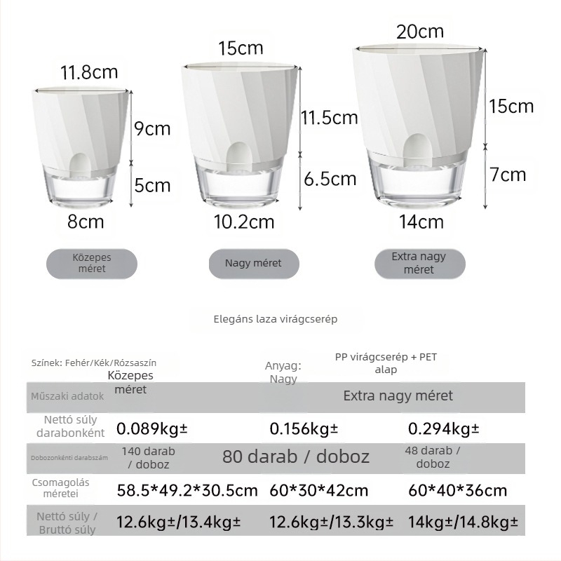 Önitató virágtartó átlátszó műanyagból, korrózióálló és tartós; asztalra vagy álló helyzetben használható, skandináv minimalist dizájn, injekciós formázással készült.