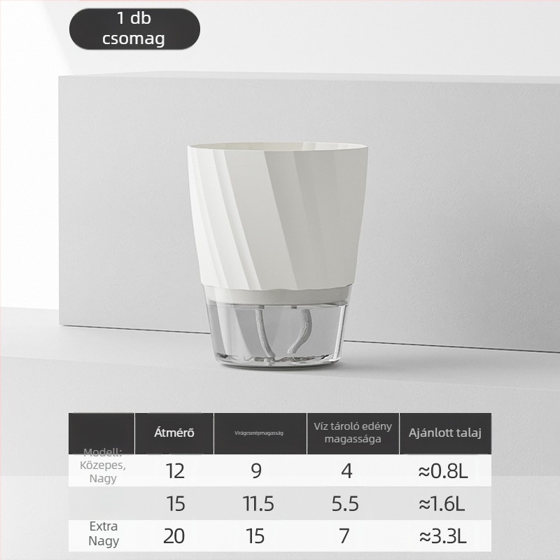 Önitató virágtartó átlátszó műanyagból, korrózióálló és tartós; asztalra vagy álló helyzetben használható, skandináv minimalist dizájn, injekciós formázással készült.