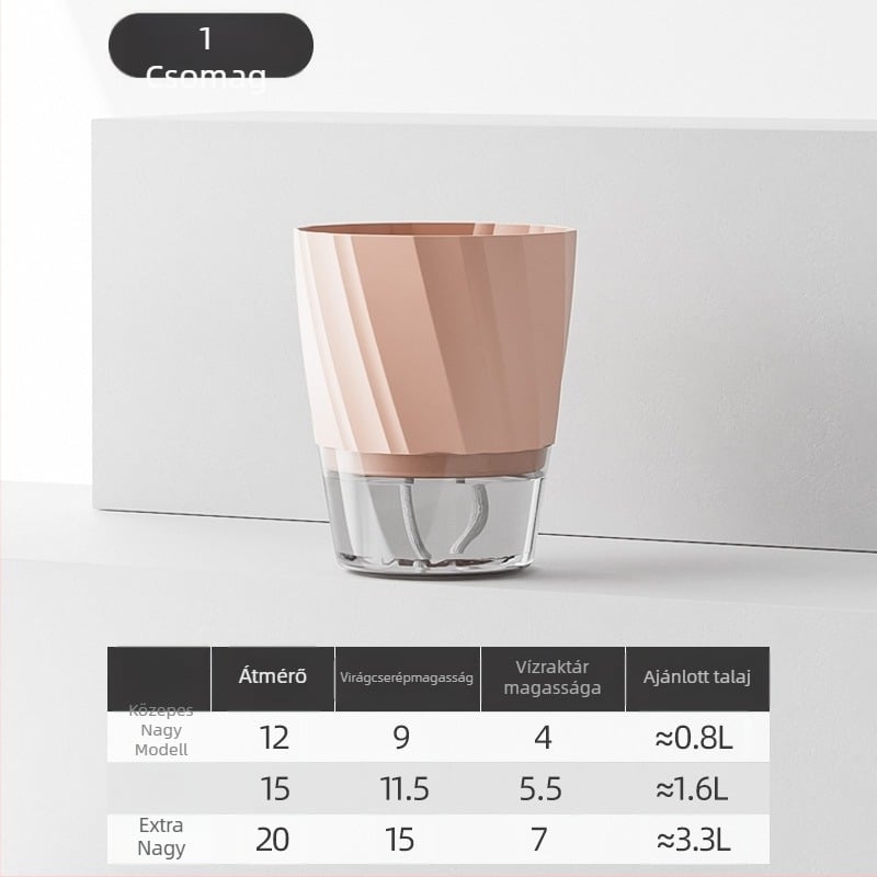 Önitató virágtartó átlátszó műanyagból, korrózióálló és tartós; asztalra vagy álló helyzetben használható, skandináv minimalist dizájn, injekciós formázással készült.