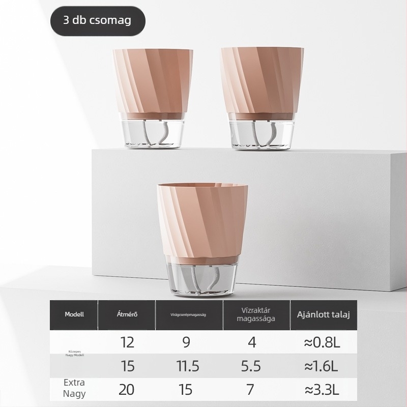 Önitató virágtartó átlátszó műanyagból, korrózióálló és tartós; asztalra vagy álló helyzetben használható, skandináv minimalist dizájn, injekciós formázással készült.