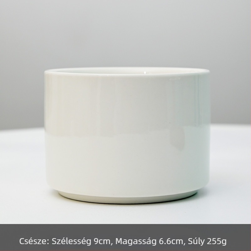 Logónyomtatású kerámia virágtartó; egyszerű porcelán dizájn; asztali vagy padlóra helyezhető; félig kézi gyártás.