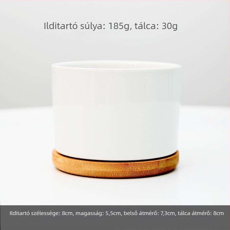 Logónyomtatású kerámia virágtartó; egyszerű porcelán dizájn; asztali vagy padlóra helyezhető; félig kézi gyártás.