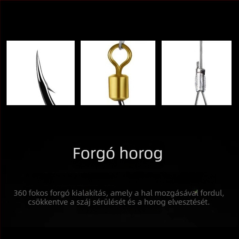 Treasure in the Lake horgászhorog, anti-zavaró acélsodronyos dupla horog, tüskés, tengeri horgászatra hajóról (különbőző méretek)