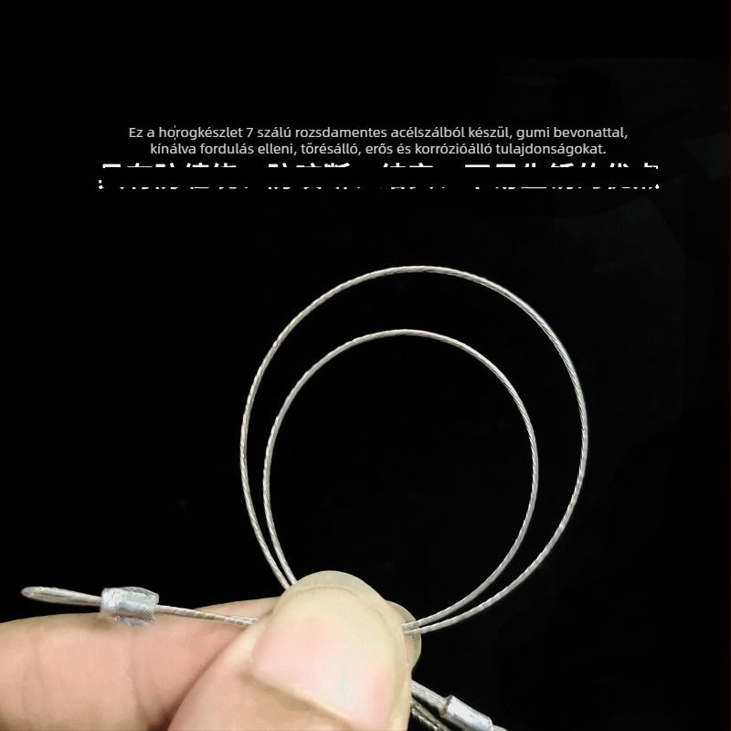 Treasure in the Lake horgászhorog, anti-zavaró acélsodronyos dupla horog, tüskés, tengeri horgászatra hajóról (különbőző méretek)