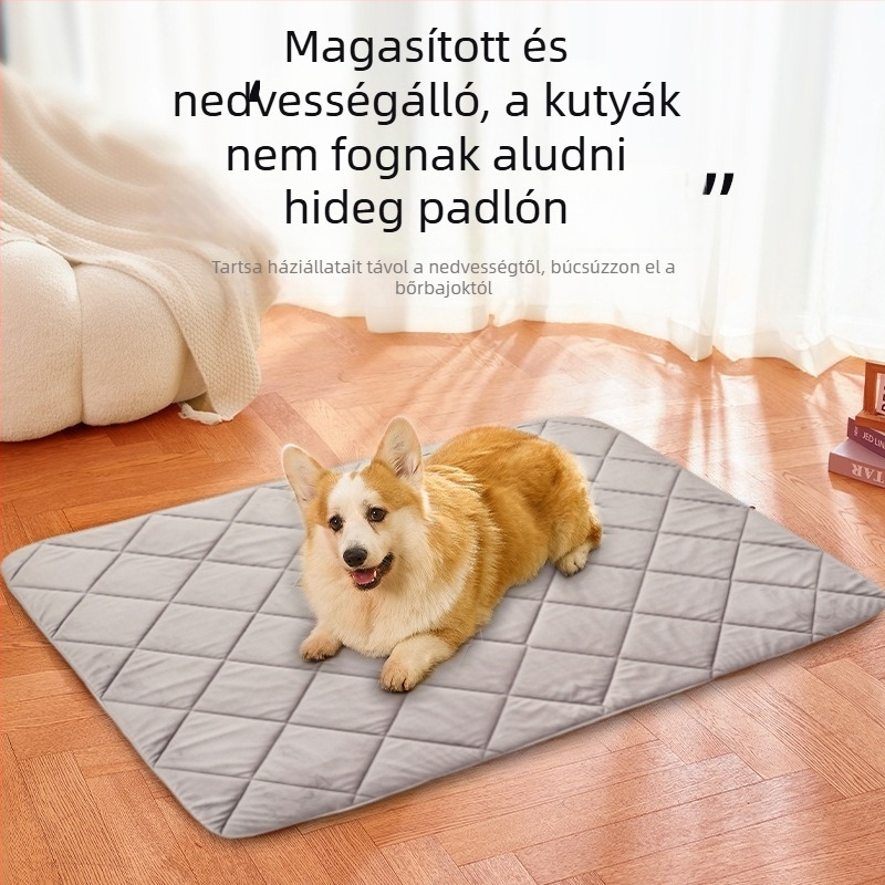 Állatmatrac, quiltelt brit stílusú, csúszásmentes, nedvességálló, kutya alvómatrac, egész éves használatra