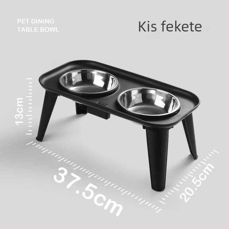 Lai paifu rozsdamentes acél kisállat etető készlet — Dupla tál nyakvédővel, leválasztható, Zhejiang eredetű