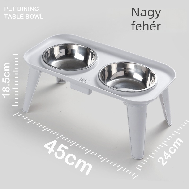 Lai paifu rozsdamentes acél kisállat etető készlet — Dupla tál nyakvédővel, leválasztható, Zhejiang eredetű