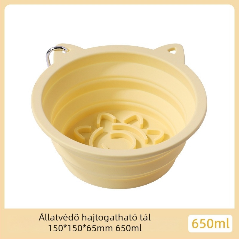 Összecsukható szilikon macskaetető tál szívókoronggal, lassú etetés, nagy kapacitás, többfunkciós