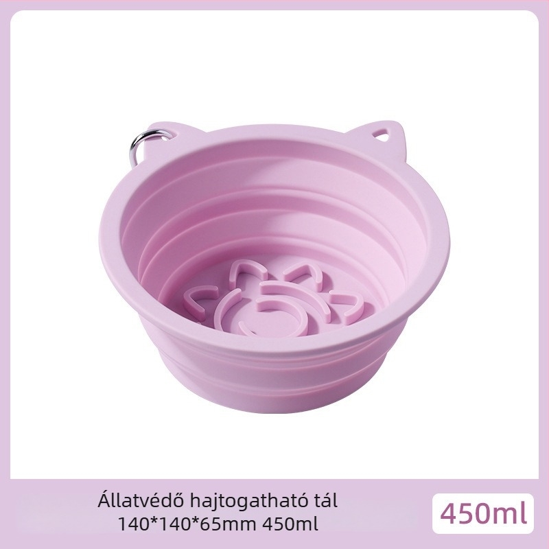 Összecsukható szilikon macskaetető tál szívókoronggal, lassú etetés, nagy kapacitás, többfunkciós