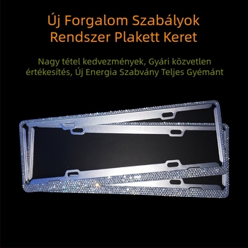 Gyémántdíszes rendszámtábla keret alumínium ötvözetből, újenergia-járművekhez, teljes fúrású dizájn