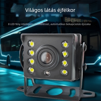 Hátsó nézet kamera buszok és teherautók számára, 9-36V, 170° látószög, 720x480 felbontás, AV kimenet, tükrös kép