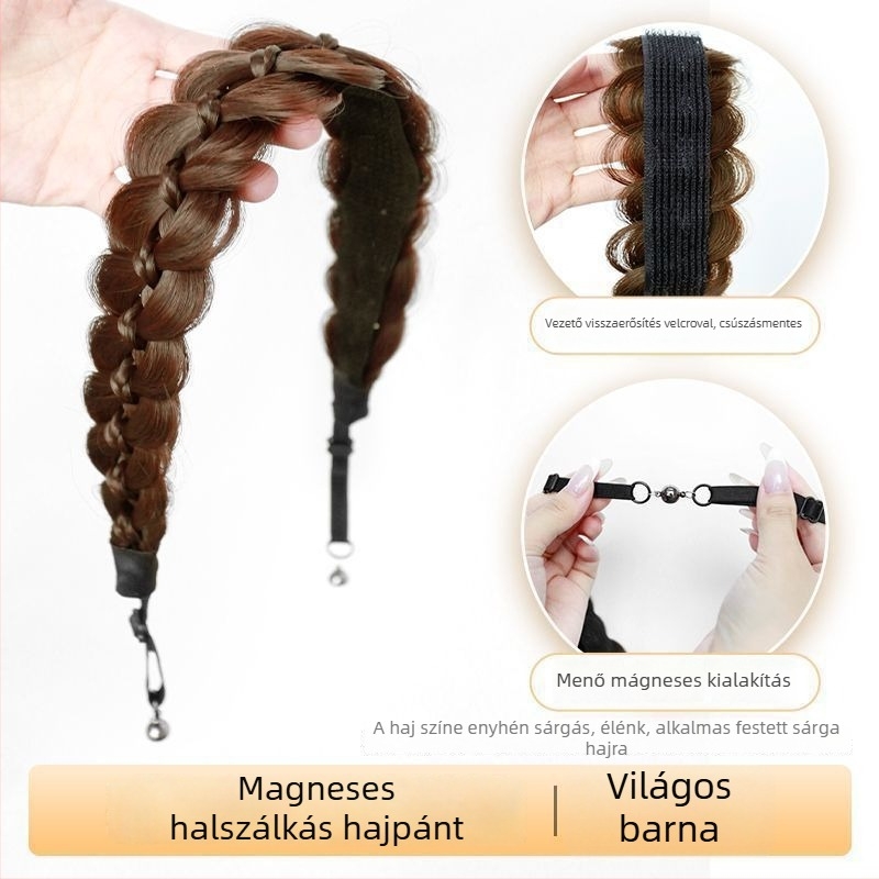 Mágneses halcsont fonat paróka, egy darabos szintetikus haj, anime cosplay stílus, modell CX006 Magnetic Princess Braid, arcformázás és volumen