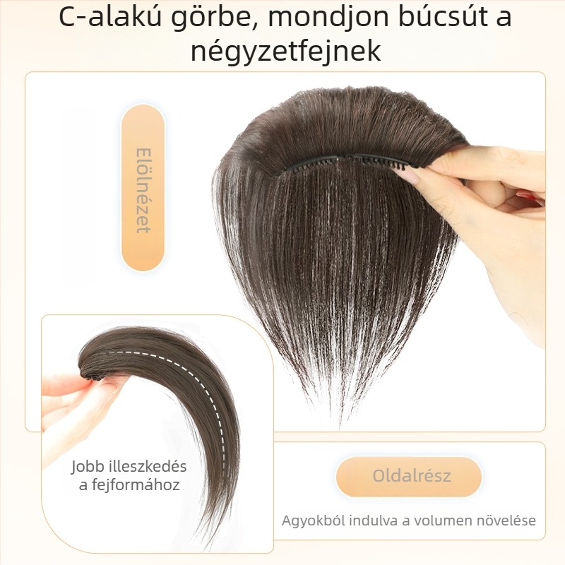 Valódi emberi hajból készült topperszőr, egyenes, egy darabból álló szivacspárna, nem festhető, Modell: Real Hair Sponge Pad Hairpiece, Eredet: Henan