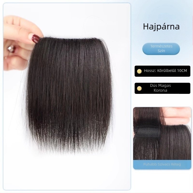 Valódi emberi hajból készült topperszőr, egyenes, egy darabból álló szivacspárna, nem festhető, Modell: Real Hair Sponge Pad Hairpiece, Eredet: Henan