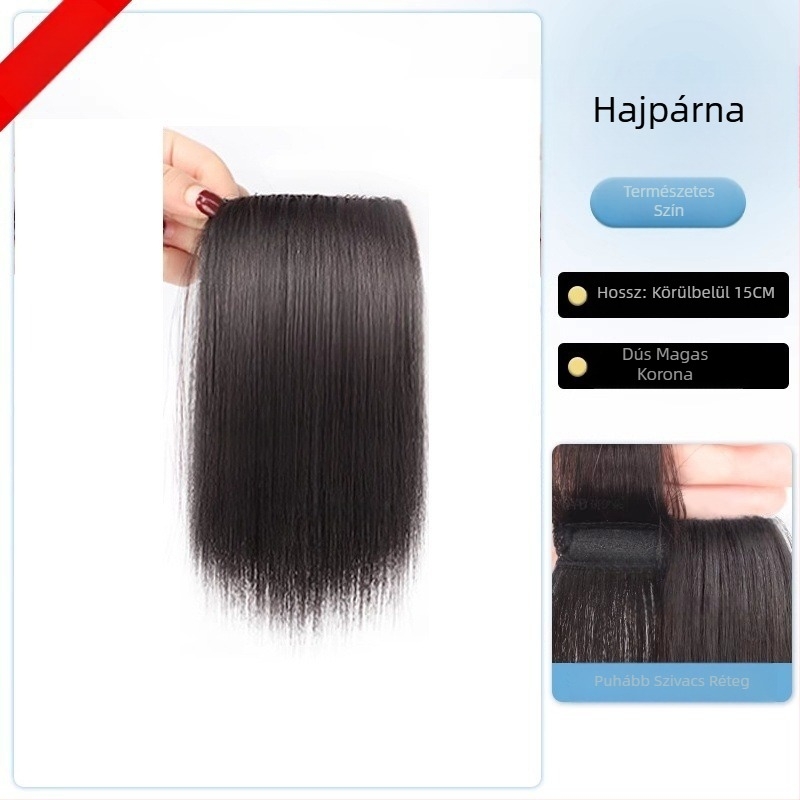 Valódi emberi hajból készült topperszőr, egyenes, egy darabból álló szivacspárna, nem festhető, Modell: Real Hair Sponge Pad Hairpiece, Eredet: Henan