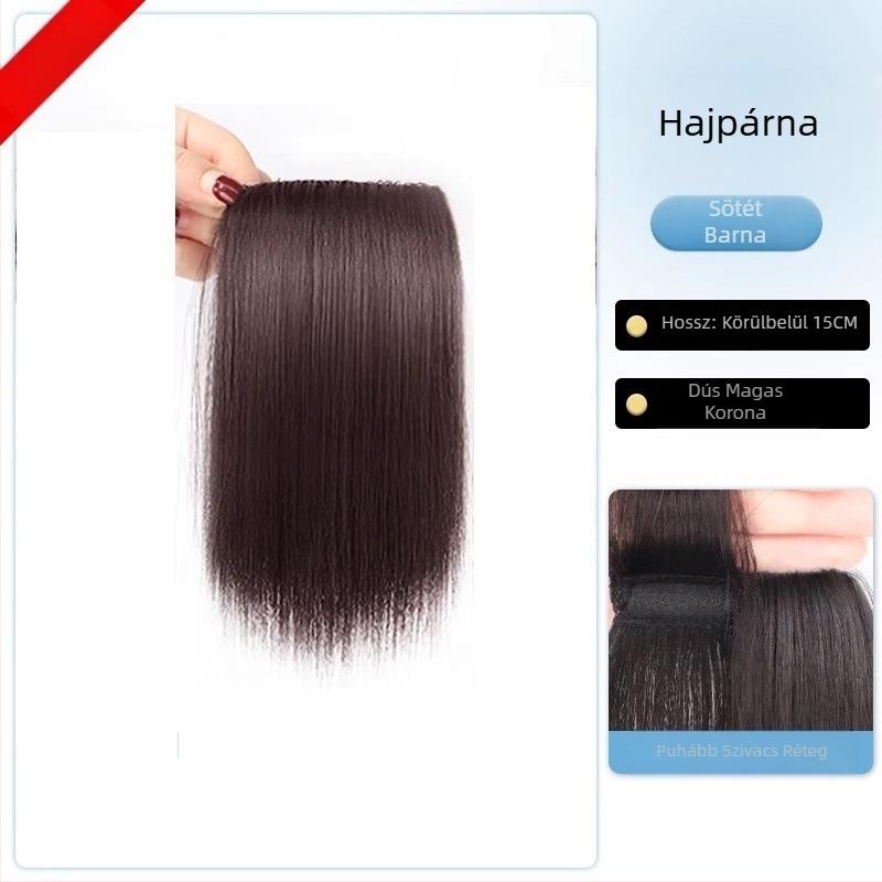 Valódi emberi hajból készült topperszőr, egyenes, egy darabból álló szivacspárna, nem festhető, Modell: Real Hair Sponge Pad Hairpiece, Eredet: Henan