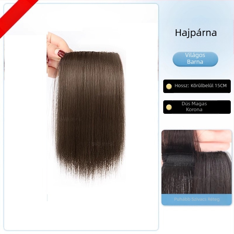 Valódi emberi hajból készült topperszőr, egyenes, egy darabból álló szivacspárna, nem festhető, Modell: Real Hair Sponge Pad Hairpiece, Eredet: Henan