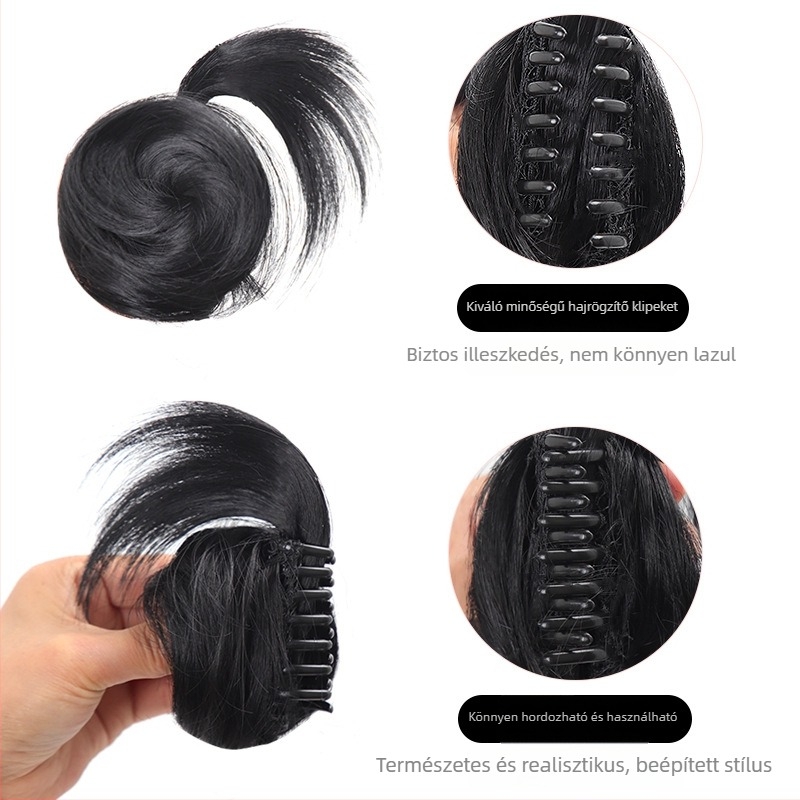 Rögzítő klipekkel ellátott paróka, természetes stílus, Grab Chicken Feather Balls modell, hőálló huzal (Modell: Grab Chicken Feather Balls; Anyag: hőálló huzal; Festés: nem alkalmas forró festésre; Alakváltozás)