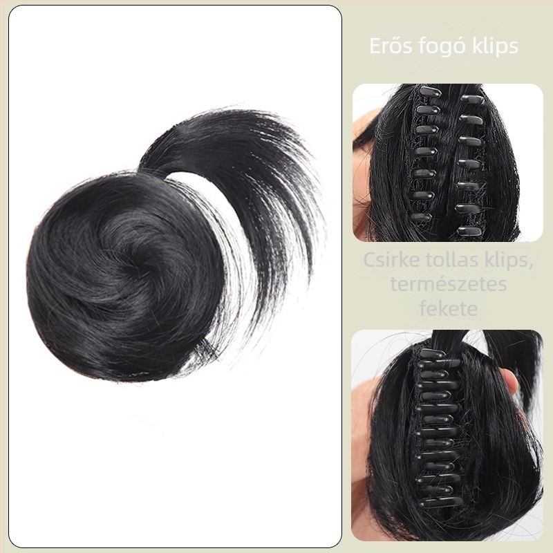 Rögzítő klipekkel ellátott paróka, természetes stílus, Grab Chicken Feather Balls modell, hőálló huzal (Modell: Grab Chicken Feather Balls; Anyag: hőálló huzal; Festés: nem alkalmas forró festésre; Alakváltozás)