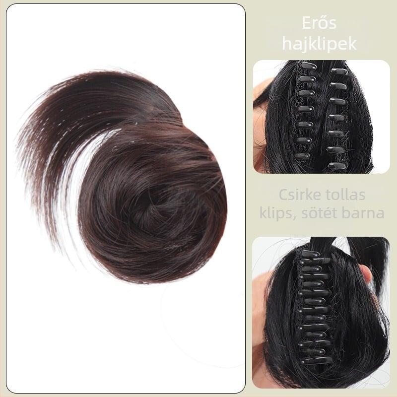 Rögzítő klipekkel ellátott paróka, természetes stílus, Grab Chicken Feather Balls modell, hőálló huzal (Modell: Grab Chicken Feather Balls; Anyag: hőálló huzal; Festés: nem alkalmas forró festésre; Alakváltozás)